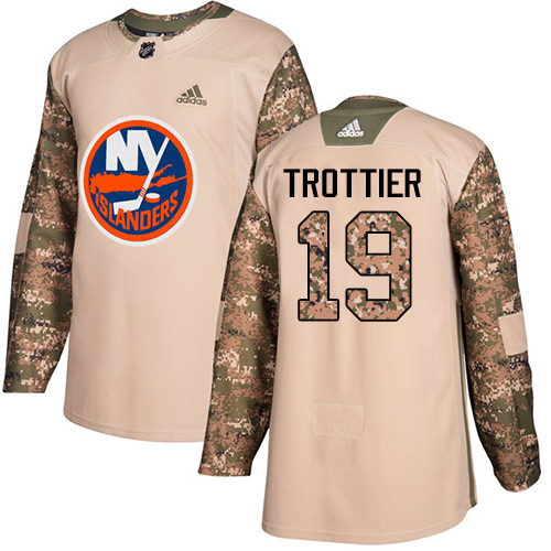 Youth Adidas New York Islanders #19 Bryan Trottier Authentic Camo Veterans Day Practice NHL Jersey