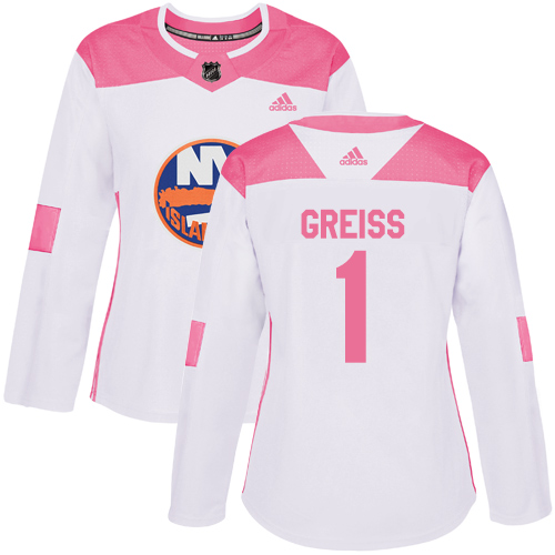 Women's Adidas New York Islanders #1 Thomas Greiss Authentic White/Pink Fashion NHL Jersey