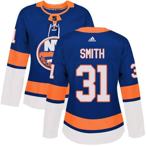 Women's Adidas New York Islanders #31 Billy Smith Premier Royal Blue Home NHL Jersey