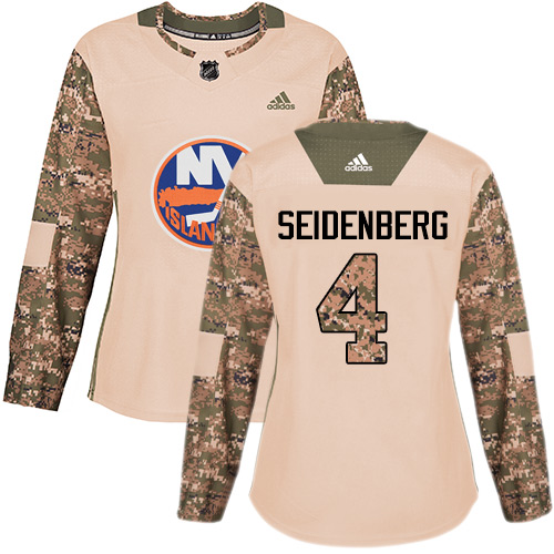 Women's Adidas New York Islanders #4 Dennis Seidenberg Authentic Camo Veterans Day Practice NHL Jersey