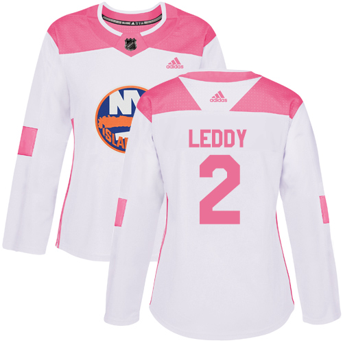 Women's Adidas New York Islanders #2 Nick Leddy Authentic White/Pink Fashion NHL Jersey