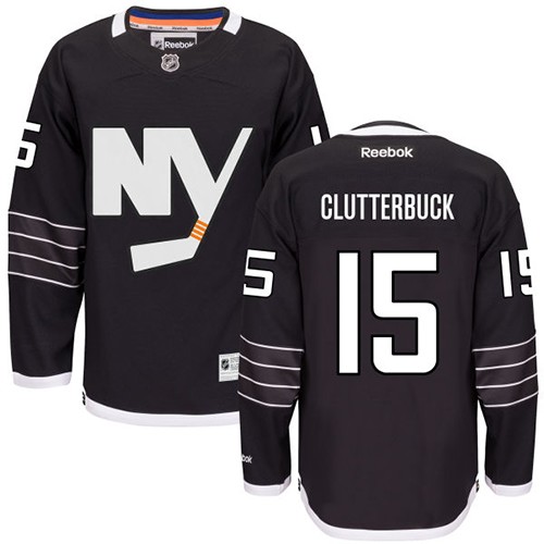 Youth Reebok New York Islanders #15 Cal Clutterbuck Premier Black Third NHL Jersey