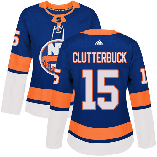 Women's Adidas New York Islanders #15 Cal Clutterbuck Authentic Royal Blue Home NHL Jersey