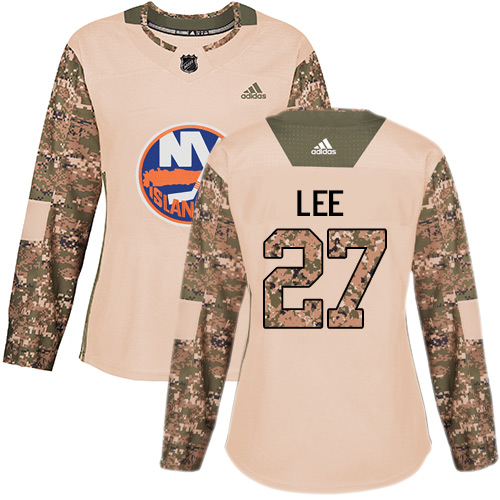 Women's Adidas New York Islanders #27 Anders Lee Authentic Camo Veterans Day Practice NHL Jersey