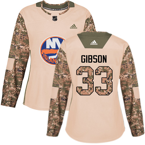 Women's Adidas New York Islanders #33 Christopher Gibson Authentic Camo Veterans Day Practice NHL Jersey