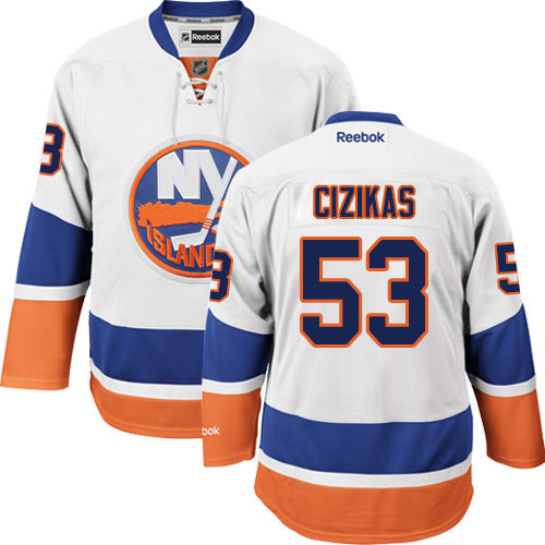 Youth Reebok New York Islanders #53 Casey Cizikas Authentic White Away NHL Jersey