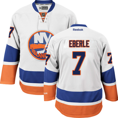 Men's Reebok New York Islanders #7 Jordan Eberle Authentic White Away NHL Jersey