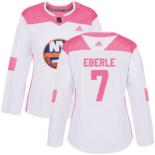 Women's Adidas New York Islanders #7 Jordan Eberle Authentic White/Pink Fashion NHL Jersey
