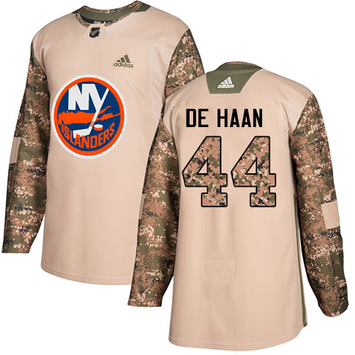 Men's Adidas New York Islanders #44 Calvin de Haan Authentic Camo Veterans Day Practice NHL Jersey