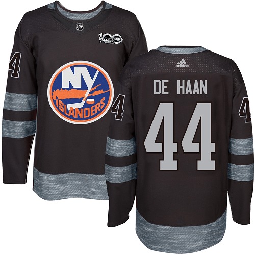 Men's Adidas New York Islanders #44 Calvin de Haan Premier Black 1917-2017 100th Anniversary NHL Jersey