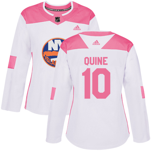 Women's Adidas New York Islanders #10 Alan Quine Authentic White/Pink Fashion NHL Jersey