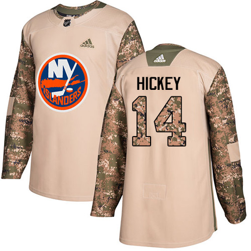 Men's Adidas New York Islanders #14 Thomas Hickey Authentic Camo Veterans Day Practice NHL Jersey