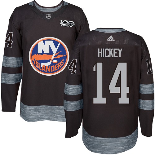Men's Adidas New York Islanders #14 Thomas Hickey Authentic Black 1917-2017 100th Anniversary NHL Jersey