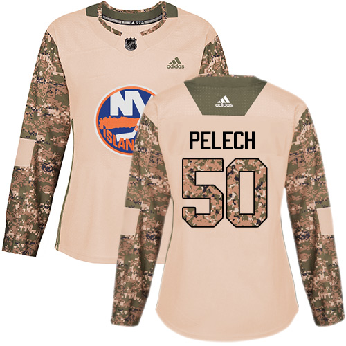 Women's Adidas New York Islanders #50 Adam Pelech Authentic Camo Veterans Day Practice NHL Jersey