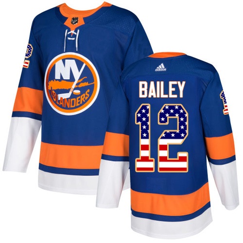 Men's Adidas New York Islanders #12 Josh Bailey Authentic Royal Blue USA Flag Fashion NHL Jersey