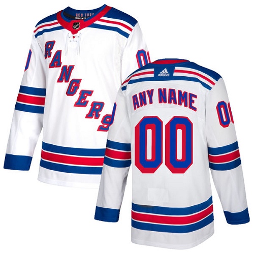 Men's Adidas New York Rangers Customized Authentic White Away NHL Jersey