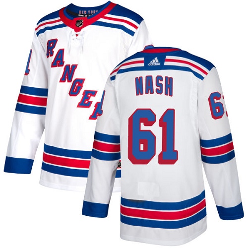 Youth Adidas New York Rangers #61 Rick Nash Authentic White Away NHL Jersey