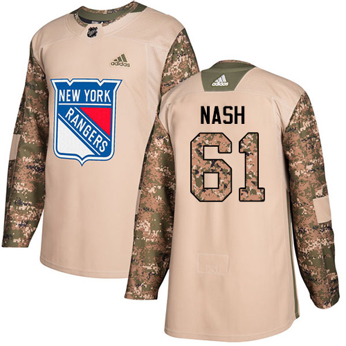 Youth Adidas New York Rangers #61 Rick Nash Authentic Camo Veterans Day Practice NHL Jersey