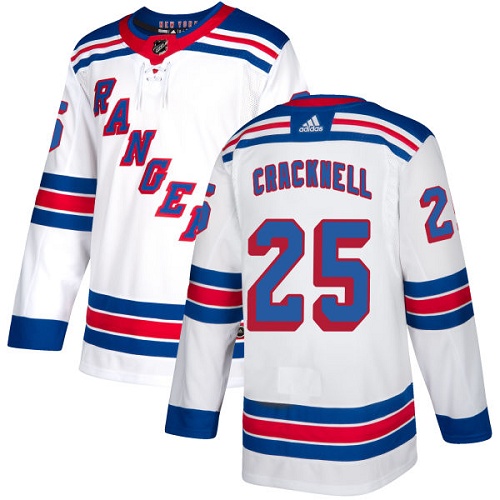 Men's Adidas New York Rangers #25 Adam Cracknell Authentic White Away NHL Jersey