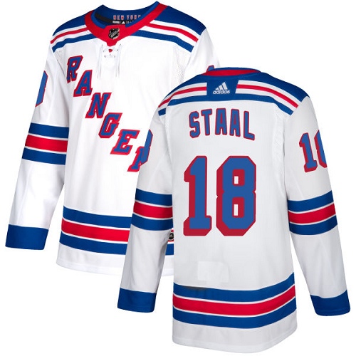 Men's Adidas New York Rangers #18 Marc Staal Authentic White Away NHL Jersey