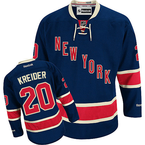 Men's Reebok New York Rangers #20 Chris Kreider Authentic Navy Blue Third NHL Jersey