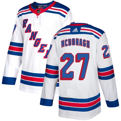 Men's Adidas New York Rangers #27 Ryan McDonagh Authentic White Away NHL Jersey