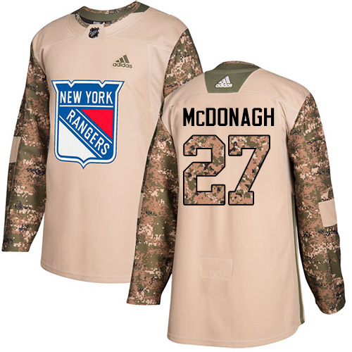 Men's Adidas New York Rangers #27 Ryan McDonagh Authentic Camo Veterans Day Practice NHL Jersey