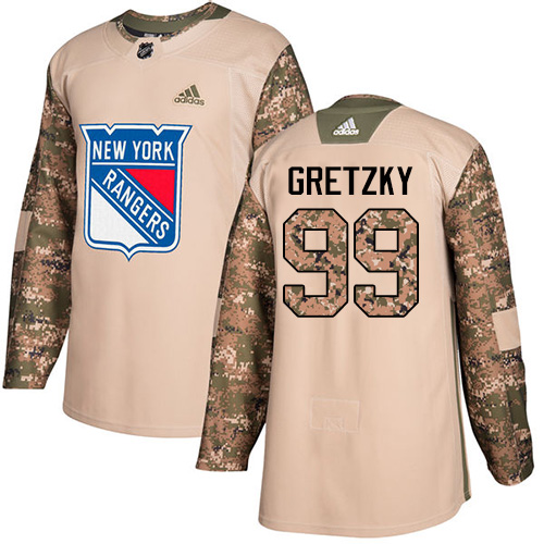 Men's Adidas New York Rangers #99 Wayne Gretzky Authentic Camo Veterans Day Practice NHL Jersey