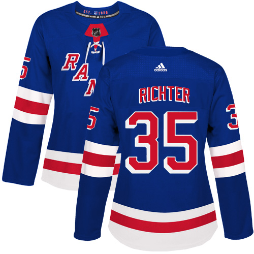 Women's Adidas New York Rangers #35 Mike Richter Authentic Royal Blue Home NHL Jersey