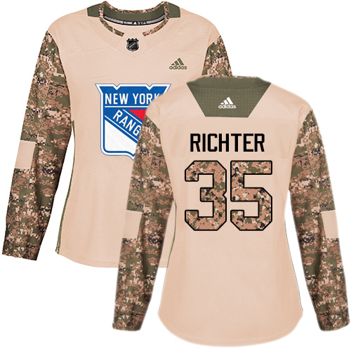 Women's Adidas New York Rangers #35 Mike Richter Authentic Camo Veterans Day Practice NHL Jersey