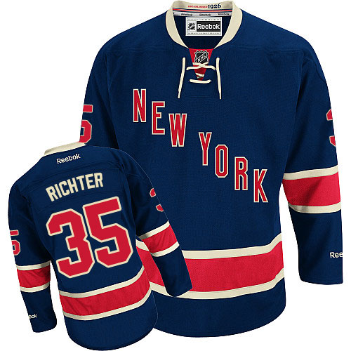 Women's Reebok New York Rangers #35 Mike Richter Authentic Navy Blue Third NHL Jersey