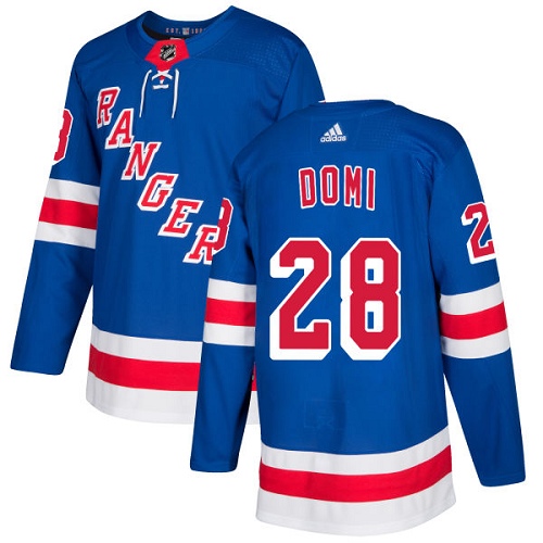 Youth Adidas New York Rangers #28 Tie Domi Authentic Royal Blue Home NHL Jersey