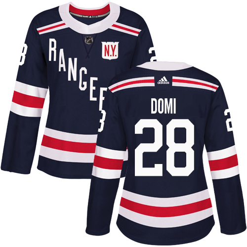 Women's Adidas New York Rangers #28 Tie Domi Authentic Navy Blue 2018 Winter Classic NHL Jersey