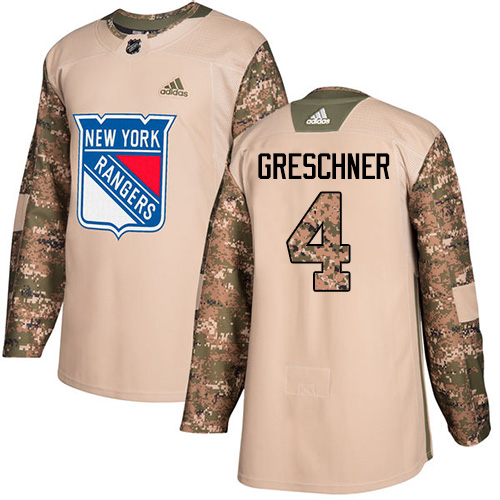 Youth Adidas New York Rangers #4 Ron Greschner Authentic Camo Veterans Day Practice NHL Jersey