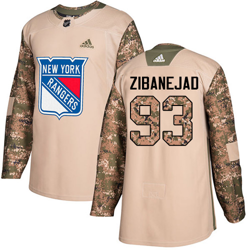 Youth Adidas New York Rangers #93 Mika Zibanejad Authentic Camo Veterans Day Practice NHL Jersey