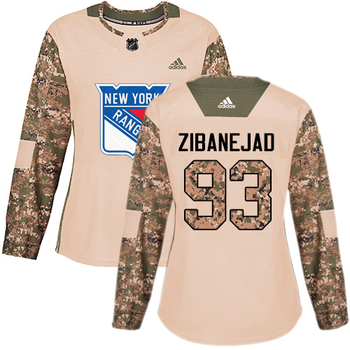 Women's Adidas New York Rangers #93 Mika Zibanejad Authentic Camo Veterans Day Practice NHL Jersey