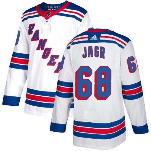 Men's Adidas New York Rangers #68 Jaromir Jagr Authentic White Away NHL Jersey