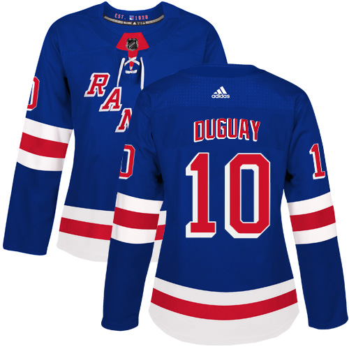 Women's Adidas New York Rangers #10 Ron Duguay Authentic Royal Blue Home NHL Jersey