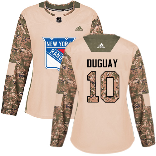 Women's Adidas New York Rangers #10 Ron Duguay Authentic Camo Veterans Day Practice NHL Jersey