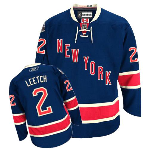 Men's Reebok New York Rangers #2 Brian Leetch Authentic Navy Blue Third NHL Jersey