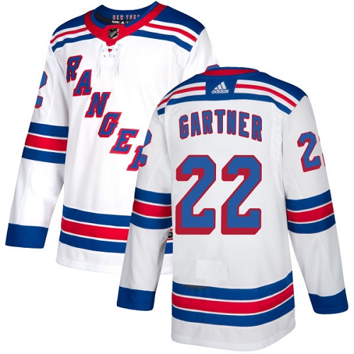 Youth Adidas New York Rangers #22 Mike Gartner Authentic White Away NHL Jersey