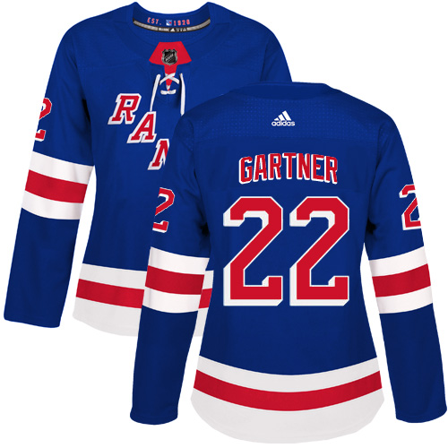 Women's Adidas New York Rangers #22 Mike Gartner Authentic Royal Blue Home NHL Jersey