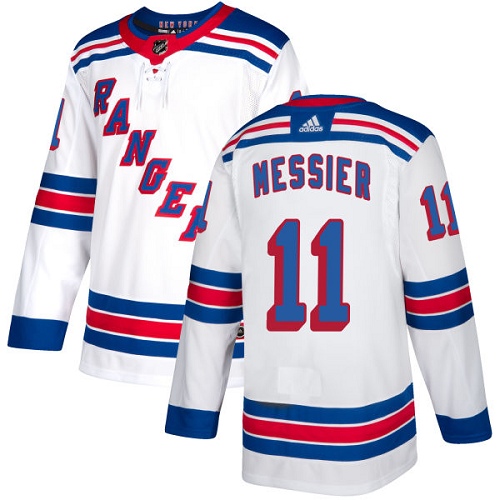 Men's Adidas New York Rangers #11 Mark Messier Authentic White Away NHL Jersey