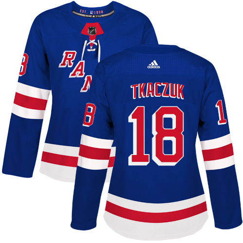 Women's Adidas New York Rangers #18 Walt Tkaczuk Authentic Royal Blue Home NHL Jersey