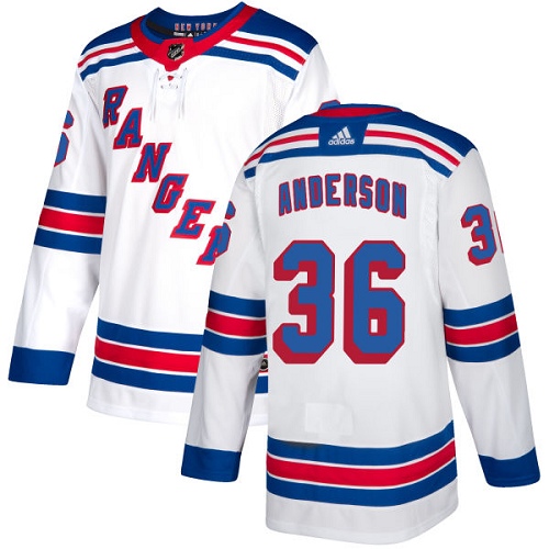 Youth Adidas New York Rangers #36 Glenn Anderson Authentic White Away NHL Jersey