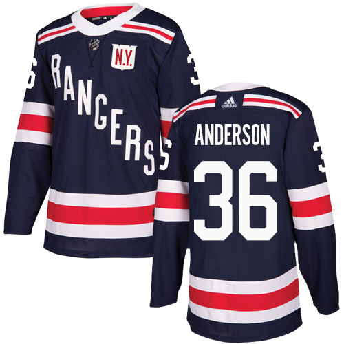 Youth Adidas New York Rangers #36 Glenn Anderson Authentic Navy Blue 2018 Winter Classic NHL Jersey