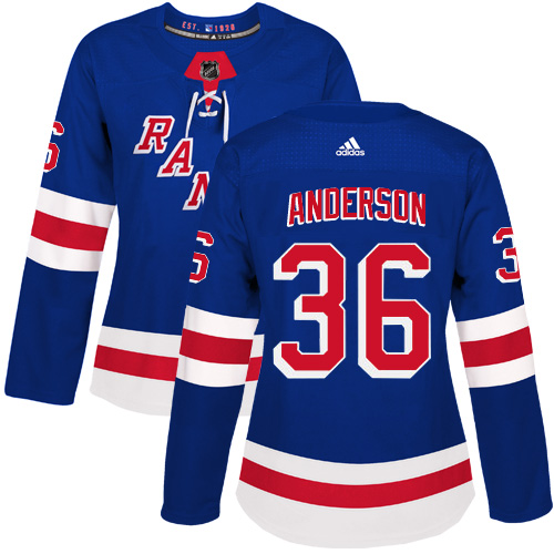 Women's Adidas New York Rangers #36 Glenn Anderson Authentic Royal Blue Home NHL Jersey