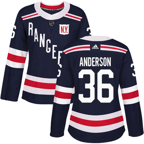 Women's Adidas New York Rangers #36 Glenn Anderson Authentic Navy Blue 2018 Winter Classic NHL Jersey