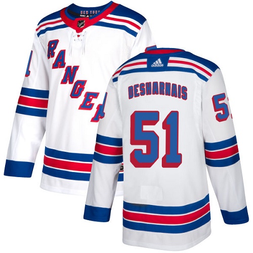 Youth Adidas New York Rangers #51 David Desharnais Authentic White Away NHL Jersey