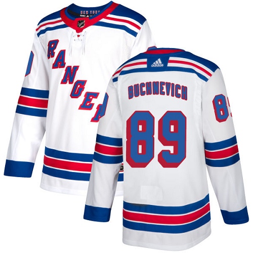 Men's Adidas New York Rangers #89 Pavel Buchnevich Authentic White Away NHL Jersey